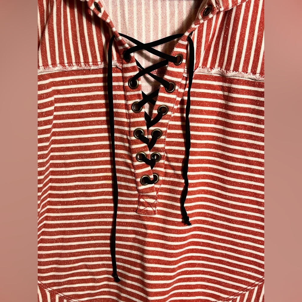 Pilcro by Anthropologie Red Cream Striped Sweatshirt Large - Picture 4 of 12